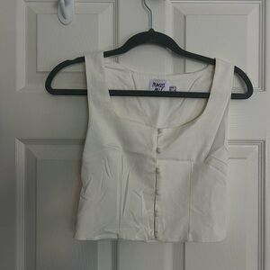 Princess Polly Cream Button-Down Crop Top